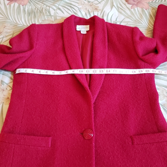 Vintage Claudia & Marc Wool Texture Blazer Red 12 Retro - Picture 9 of 13